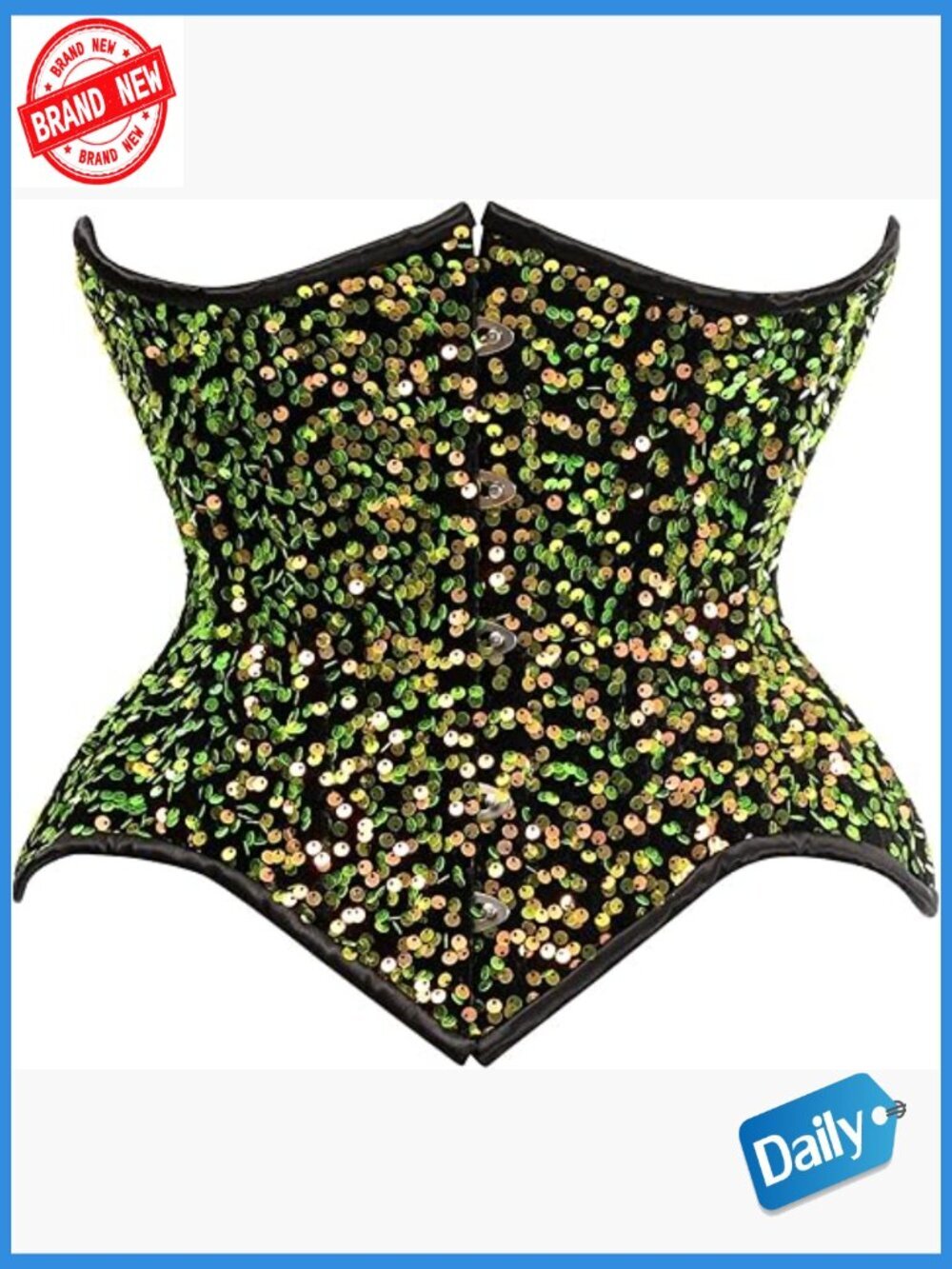 Fully Steel Boned Underbust Corset with Front Busk Closure, Waist Cincher